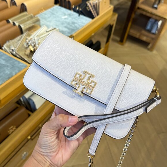 Best Price Tory Burch 141012 Britten Small Chain Wallet Wristlet DELICATE PINK - Picture 6 of 16